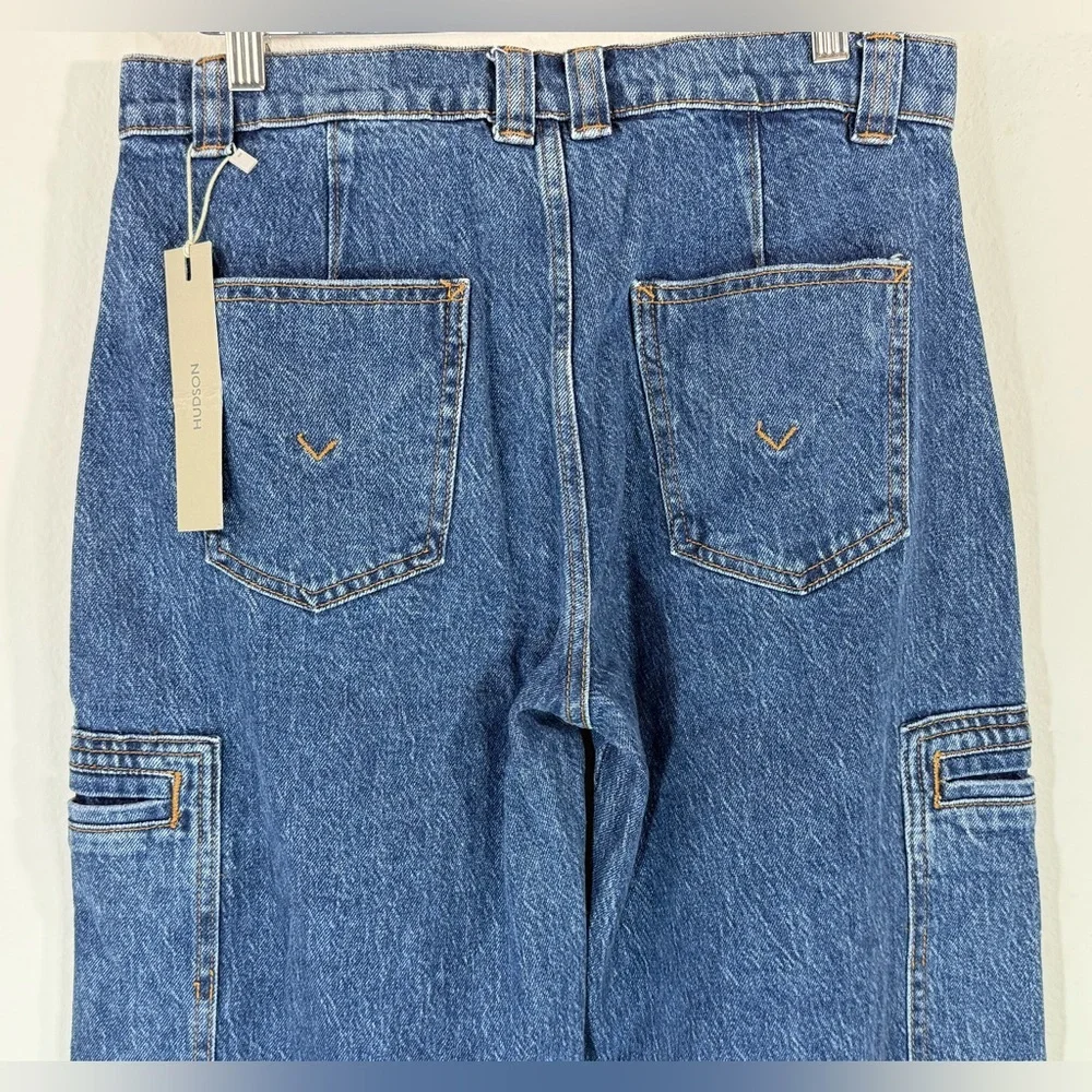 HUDSON Women’s High Rise Cargo Wide Leg Denim Jeans Blue 27 NWT - Picture 10 of 16